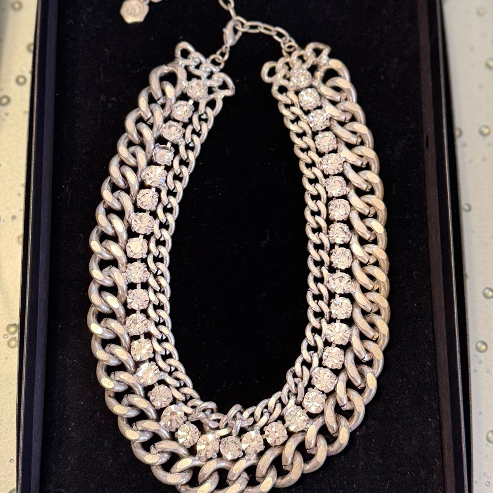 Vintage R.J. Graziani Silver Rhinestone Statement Chunky Necklace 1970’s